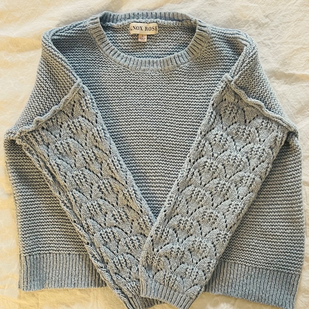Knox Rose Sky Blue Knit Pullover Sweater Size L